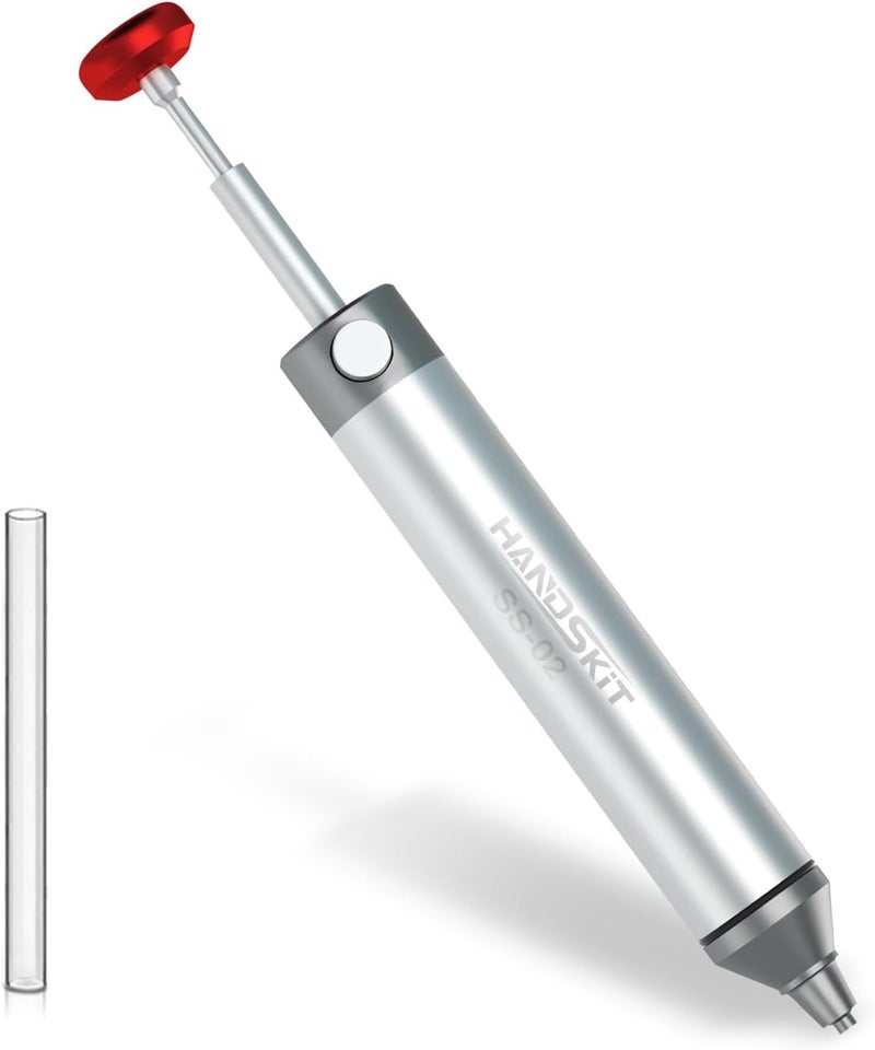 HANDSKIT ممتص اللحام، شريط إزالة اللحام بدون انسداد لإزالة اللحام، أنبوب فوهة مقاوم للحرارة، أداة إزالة اللحام، مضخة لحام بقوة شفط قوية، مسدس إزالة اللحام، منظف الحديد اللحام - Image 1